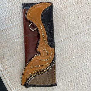 Bracher Emden of London Swarovski and snakeskin cluth